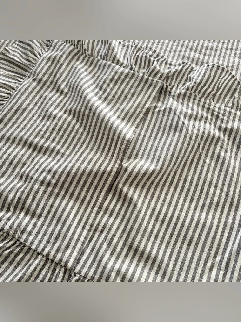 Emily & Meritt x Pottery Barn Teen Gray White Stripe Queen Duvet & Shams Set